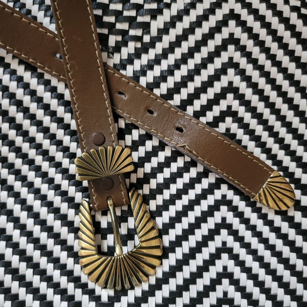 Stunning Antique Vintage Brass Concho Belt Size Small